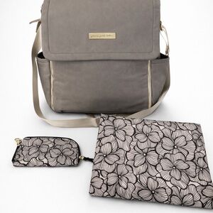 Petunia Pickle Bottom Boxy Backpack in Grey Matte Leatherette